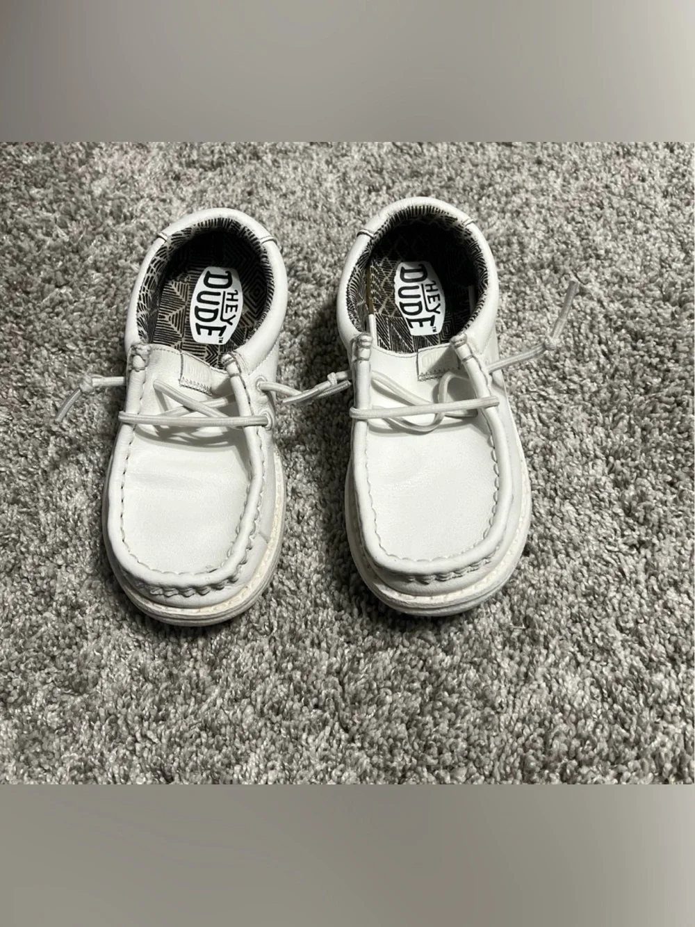 Hey Dude Kids White Slip-On Moccasins with Elastic Lace